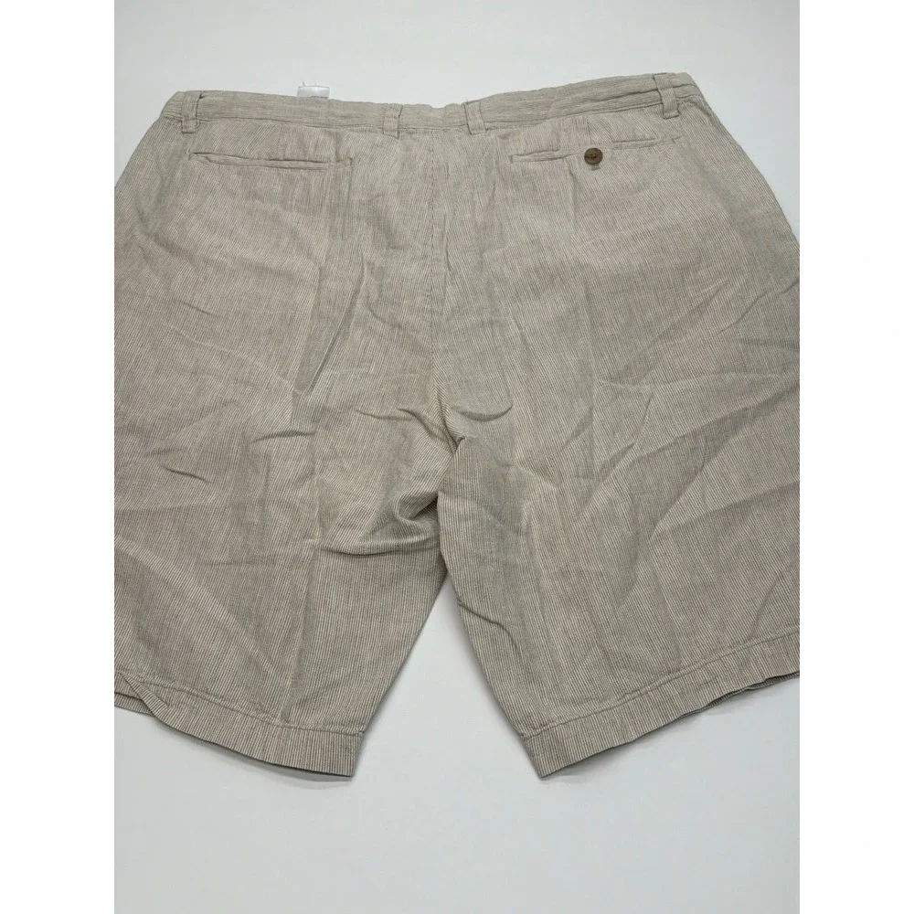 Banana Republic‎ Mens 38 Linen Cotton Striped Shorts Beige White Summer Chino